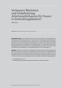 Verbessern Wachstum und Globalisierung Arbeitsmarktchancen für Frauen in Entwicklungsländern