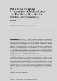 Der Beitrag moderner Arbeitsmarkt-, Gleichstellungs- und Familienpolitik für eine stabilere Alterssicherung