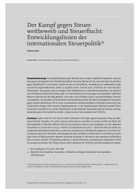 Der Kampf gegen Steuerwettbewerb und Steuerflucht: Entwicklungslinien der internationalen Steuerpolitik