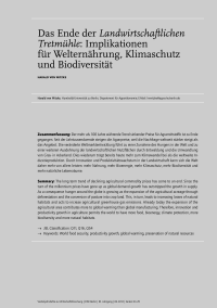Das Ende der Landwirtschaftlichen Tretmühle: Implikationen für Welternährung, Klimaschutz und Biodiversität