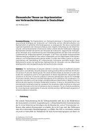 Ökonomische Thesen zur Repräsentation von Verbraucherinteressen in Deutschland