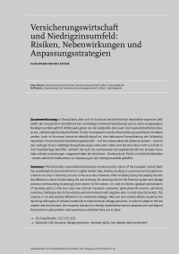Versicherungswirtschaft und Niedrigzinsumfeld: Risiken, Nebenwirkungen und Anpassungsstrategien
