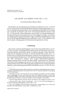 Das Recht auf Heimat nach Art. 11 GG