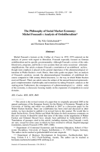 The Philosophy of Social Market Economy: Michel Foucault’s Analysis of Ordoliberalism