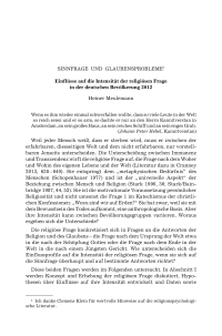 Sinnfrage und Glaubensprobleme. Einflüsse auf die Intensität der religiösen Frage in der deutschen Bevölkerung 2012