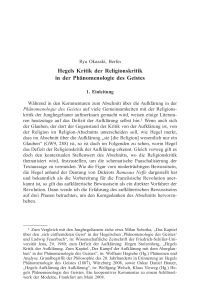 Hegels Kritik der Religionskritik in der Phänomenologie des Geistes