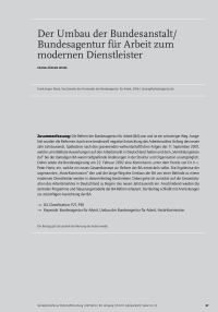 Der Umbau der Bundesanstalt/Bundesagentur für Arbeit zum modernen Dienstleister