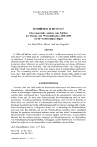 Investitionen in der Krise? Eine empirische Analyse zum Einfluss der Finanz- und Wirtschaftskrise 2008/2009 auf Investitionsanpassungen