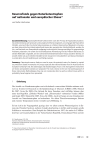 Reservefonds gegen Naturkatastrophen auf nationaler und europäischer Ebene