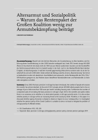 Altersarmut und Sozialpolitik – Warum das Rentenpaket der Groβen Koalition wenig zur Armutsbekämpfung beiträgt