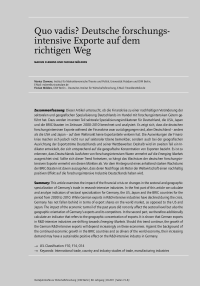 Quo vadis Deutsche forschungsintensive Exporte auf dem richtigen Weg