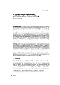 Grundlagen der EU-Regionalpolitik und Ansätze zu ihrer Weiterentwicklung