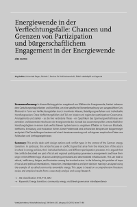 Energiewende in der Verflechtungsfalle: Chancen und Grenzen von Partizipation und bürgerschaftlichem Engagement in der Energiewende