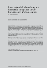 Internationale Risikoteilung und finanzielle Integration in der Europäischen Währungsunion