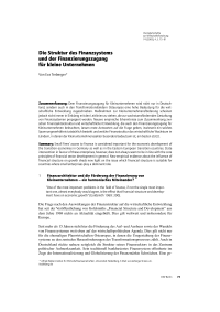 Die Struktur des Finanzsystems und der Finanzierungszugang für kleine Unternehmen