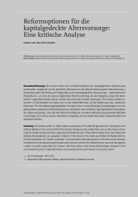 Reformoptionen für die kapitalgedeckte Altersvorsorge: Eine kritische Analyse