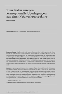 Zum Teilen anregen: Konzeptionelle Überlegungen aus einer Netzwerkperspektive