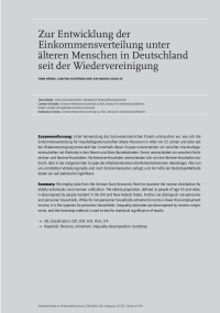 Zur Entwicklung der Einkommensverteilung unter älteren Menschen in Deutschland seit der Wiedervereinigung