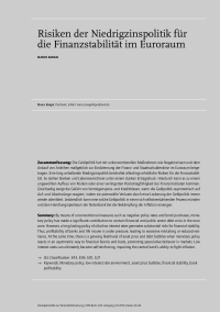 Risiken der Niedrigzinspolitik für die Finanzstabilität im Euroraum