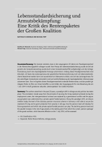 Lebensstandardsicherung und Armutsbekämpfung: Eine Kritik des Rentenpaketes der Groβen Koalition