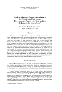 Kreditvergabe durch Genossenschaftsbanken, Kreditbanken und Sparkassen: Eine empirische Analyse von Förderkrediten für junge, kleine Unternehmen