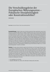 Die Verschuldungskrise der Europäischen Währungsunion – Fiskalische Disziplinlosigkeit oder Konstruktionsfehler?