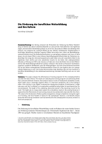Die Förderung der beruflichen Weiterbildung und ihre Reform