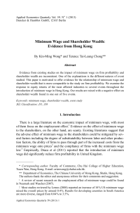 Minimum Wage and Shareholder Wealth: Evidence from Hong Kong