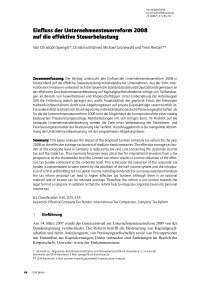 Einfluss der Unternehmensteuerreform 2008 auf die effektive Steuerbelastung