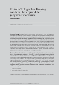Ethisch-ökologisches Banking vor dem Hintergrund der jüngsten Finanzkrise