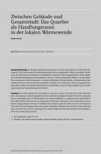 Zwischen Gebäude und Gesamtstadt: Das Quartier als Handlungsraum in der lokalen Wärmewende