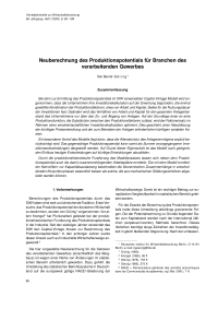 Neuberechnung des Produktionspotentials für Branchen des verarbeitenden Gewerbes