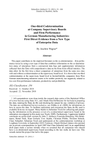 One-third Codetermination at Company Supervisory Boards and Firm Performance in German Manufacturing Industries: First Direct Evidence from a New Type of Enterprise Data
