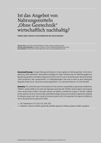 Ist das Angebot von Nahrungsmitteln “Ohne Gentechnik“ wirtschaftlich nachhaltig