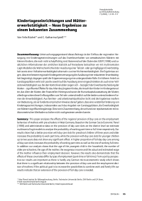 Kindertageseinrichtungen und Müttererwerbstätigkeit – Neue Ergebnisse zu einem bekannten Zusammenhang