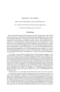 Eine neue Verfassung für Deutschland. Art. 146 GG und die Rolle des Bundesverfassungsgerichts