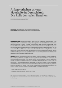 Anlageverhalten privater Haushalte in Deutschland: Die Rolle der realen Renditen