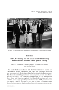 Editorial: VHB-“C“-Rating für die ZfKE: Die Schriftleitung verabschiedet sich mit einem großen Erfolg