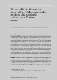 Wirtschaftlicher Wandel und unfreiwilliger Arbeitsplatzverlust in China und Russland: Inzidenz und Kosten