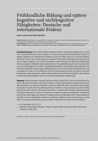 Frühkindliche Bildung und spätere kognitive und nichtkognitive Fähigkeiten: Deutsche und internationale Evidenz