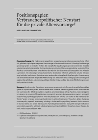 Positionspapier: Verbraucherpolitischer Neustart für die private Altersvorsorge!