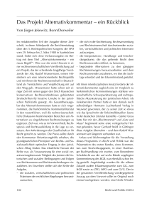 Das Projekt Alternativkommentar – ein Rückblick