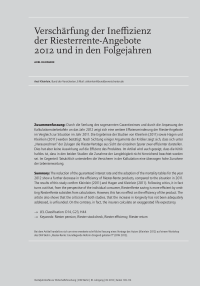 Verschärfung der Ineffizienz der Riesterrente-Angebote 2012 und in den Folgejahren