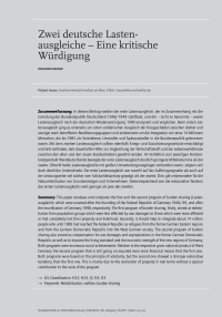 Zwei deutsche Lastenausgleiche – Eine kritische Würdigung