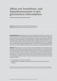Abbau von Investitions- und Exporthemmnissen in den griechischen Gütermärkten