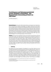 Vorsichtssparen und Einkommensunsicherheit privater Haushalte in Deutschland – Eine ökonometrische Untersuchung auf Basis von SOEP-Daten