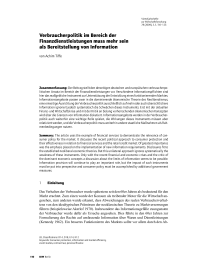 Verbraucherpolitik im Bereich der Finanzdienstleistungen muss mehr sein als Bereitstellung von Information