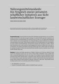 Nahrungsmittelstandards: Ein Vergleich zweier privatwirtschaftlicher Initiativen aus Sicht landwirtschaftlicher Erzeuger