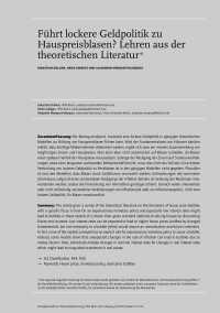 Führt lockere Geldpolitik zu Hauspreisblasen? Lehren aus der theoretischen Literatur