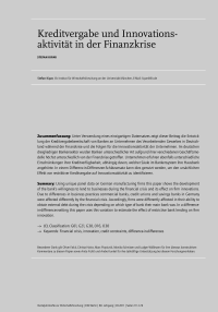 Kreditvergabe und Innovationsaktivität in der Finanzkrise